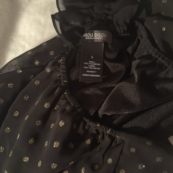 Bisou Bisou black polka dot sleeveless/chiffon tops in excellent condition: (L) - Picture 6 of 7